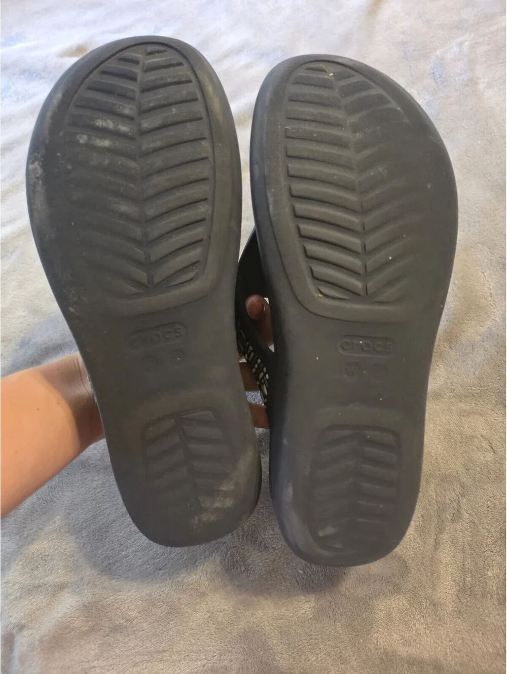 Crocs Monterey Diamante Beaded Wedge Flip Flop Sandal Size 10 Post Toe Boho Chic